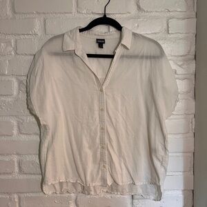 Patagonia White Boxy Button Down Shirt with Notched Collar